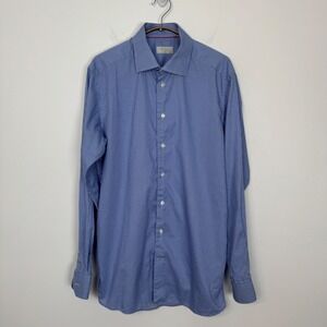 Eton Contemporary Fit Dress Shirt Blue White Gingham Check‎ Cotton Mens 16.5 42